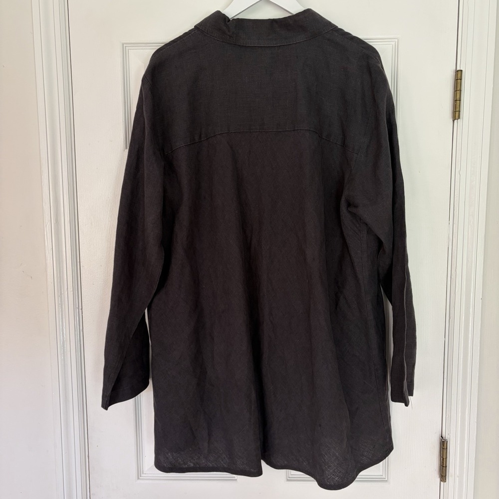 Flax By Jeanne Engelhart Button Tunic Shirt Womens Large Linen Minimal Lagenlook - Picture 2 of 8